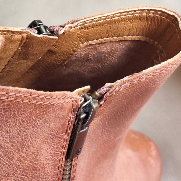 Lucky Brand Basel Booties Toffee Side Zip 1.5" Block Heel Round Toe 10W *WIDE* - Picture 8 of 16